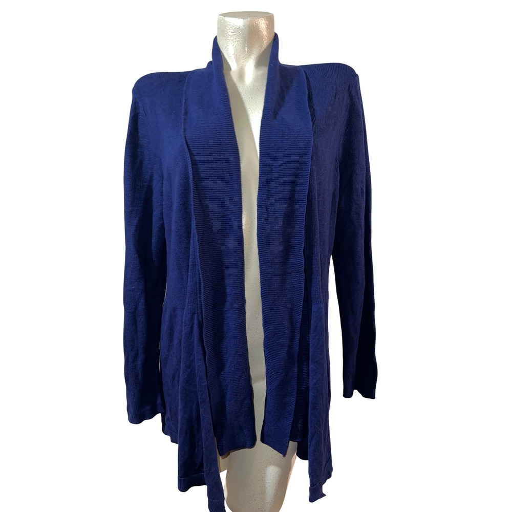 Chicos Womens‎ Royal Blue Ribbed Shawl Collar Open Front Cardigan Size (3) XL